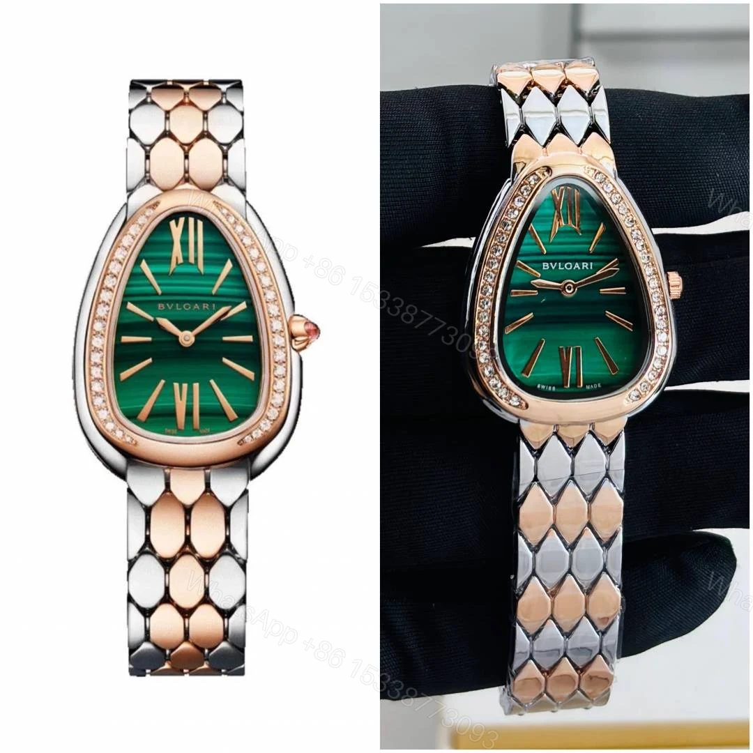 View 2 of First Copy Bvlgari Serpenti Two Tone Green Dial Watch For Women