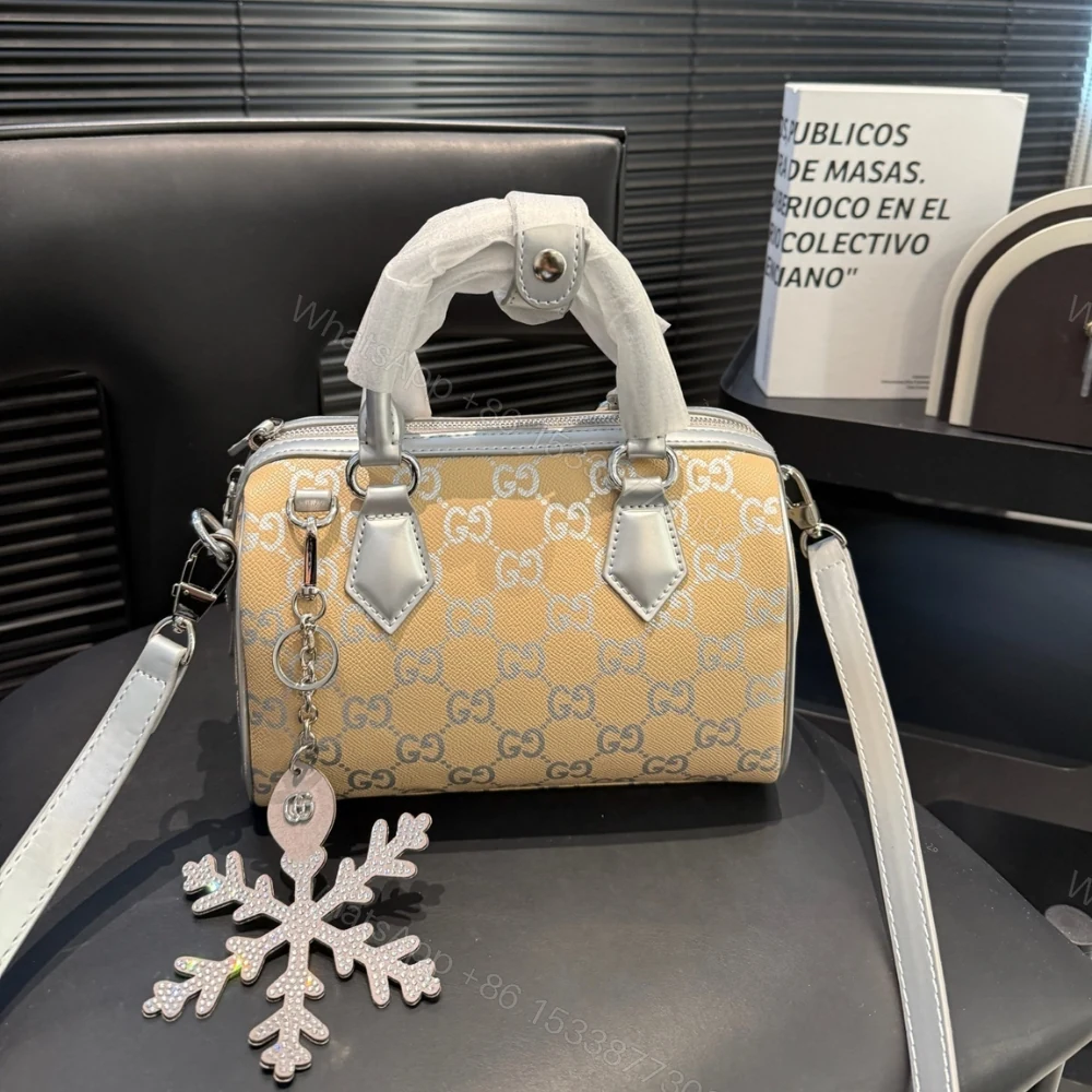 View 2 of Gucci Gg Emblem Small Boston Bag Silver Gg Fabric 22Cm 848889 Fafel 8741
