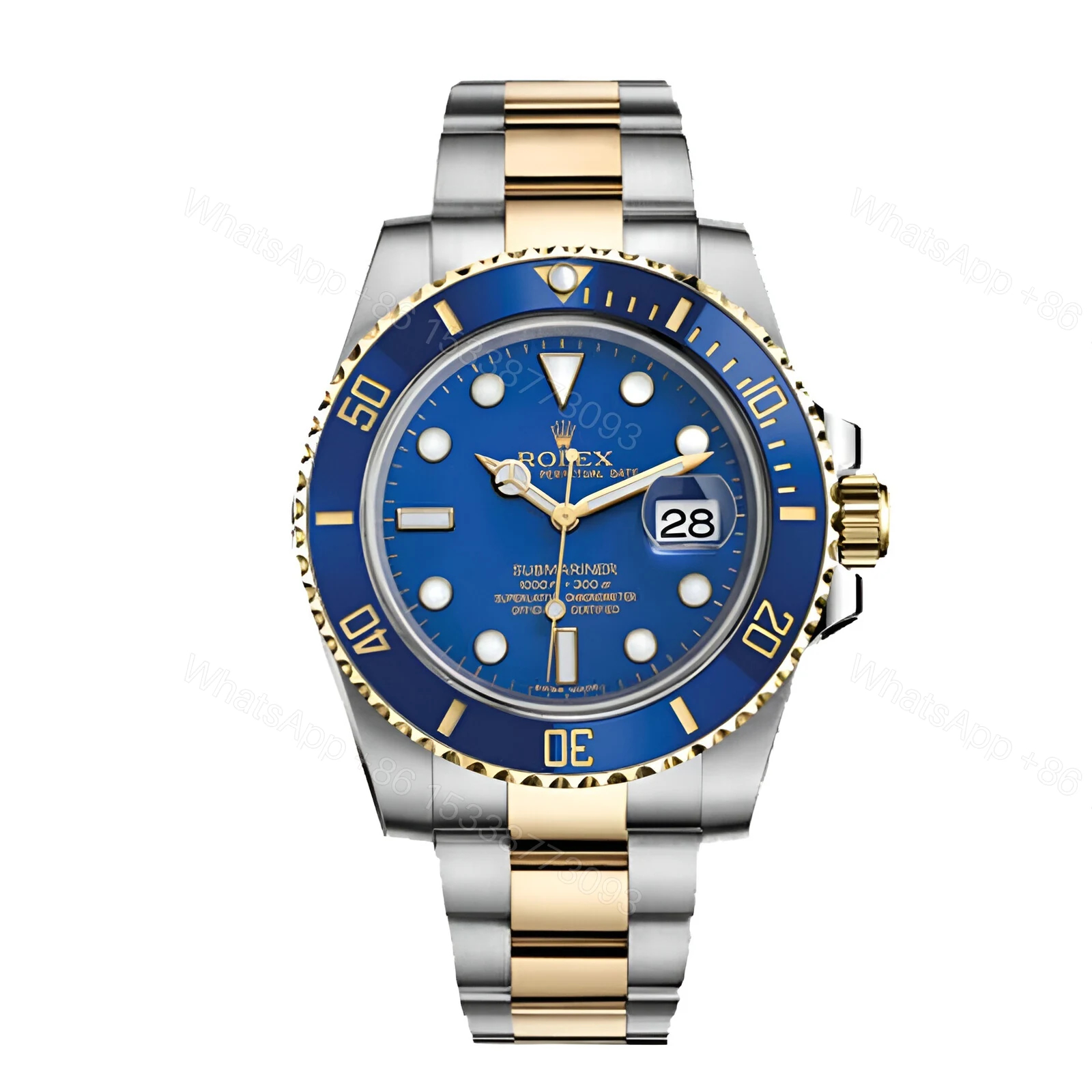 View 2 of Rolex Submariner Date Two Tone Blue Dial 16613 Replica