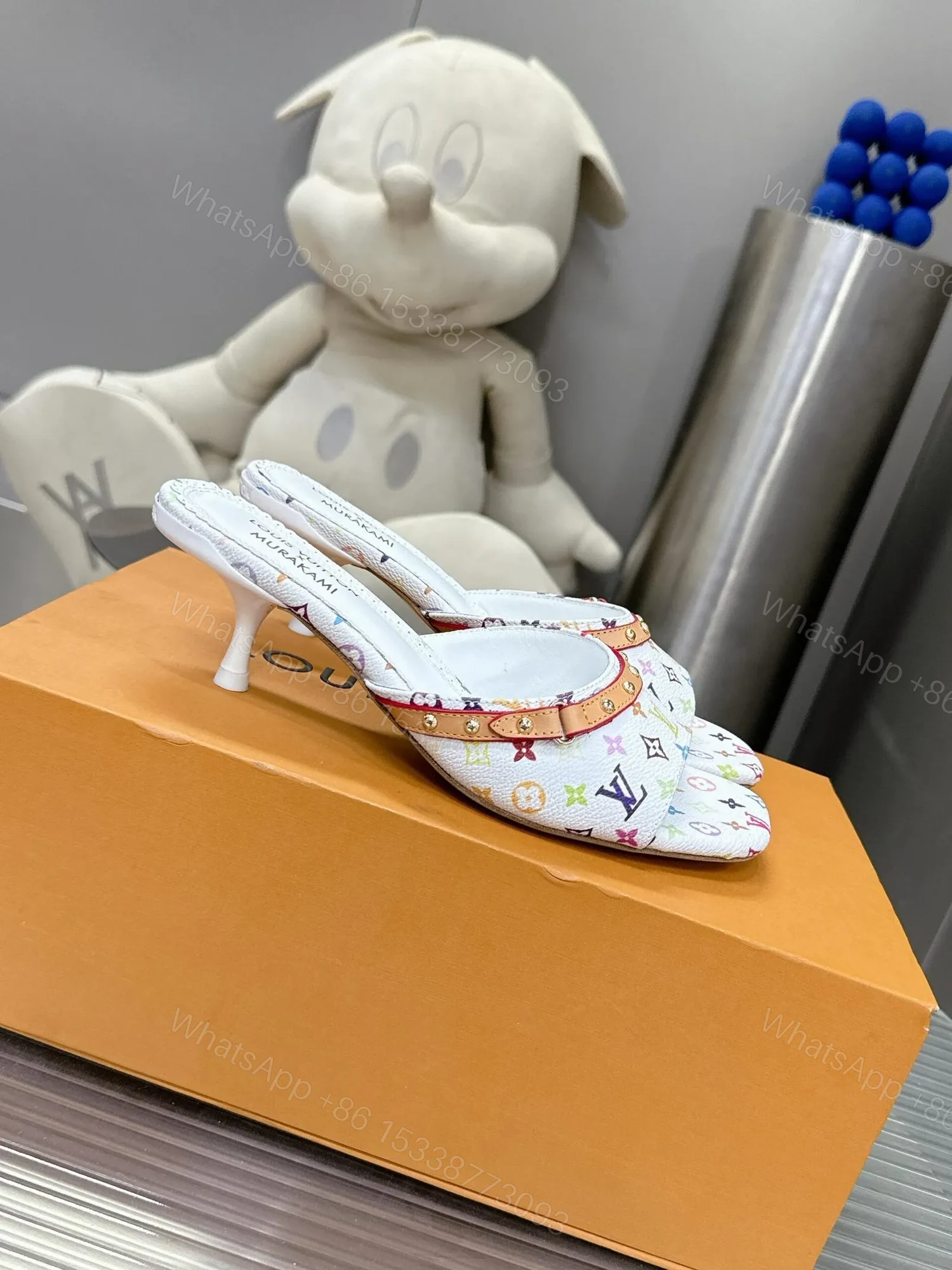 View 3 of LV Women White Multicolor Leather Heels
