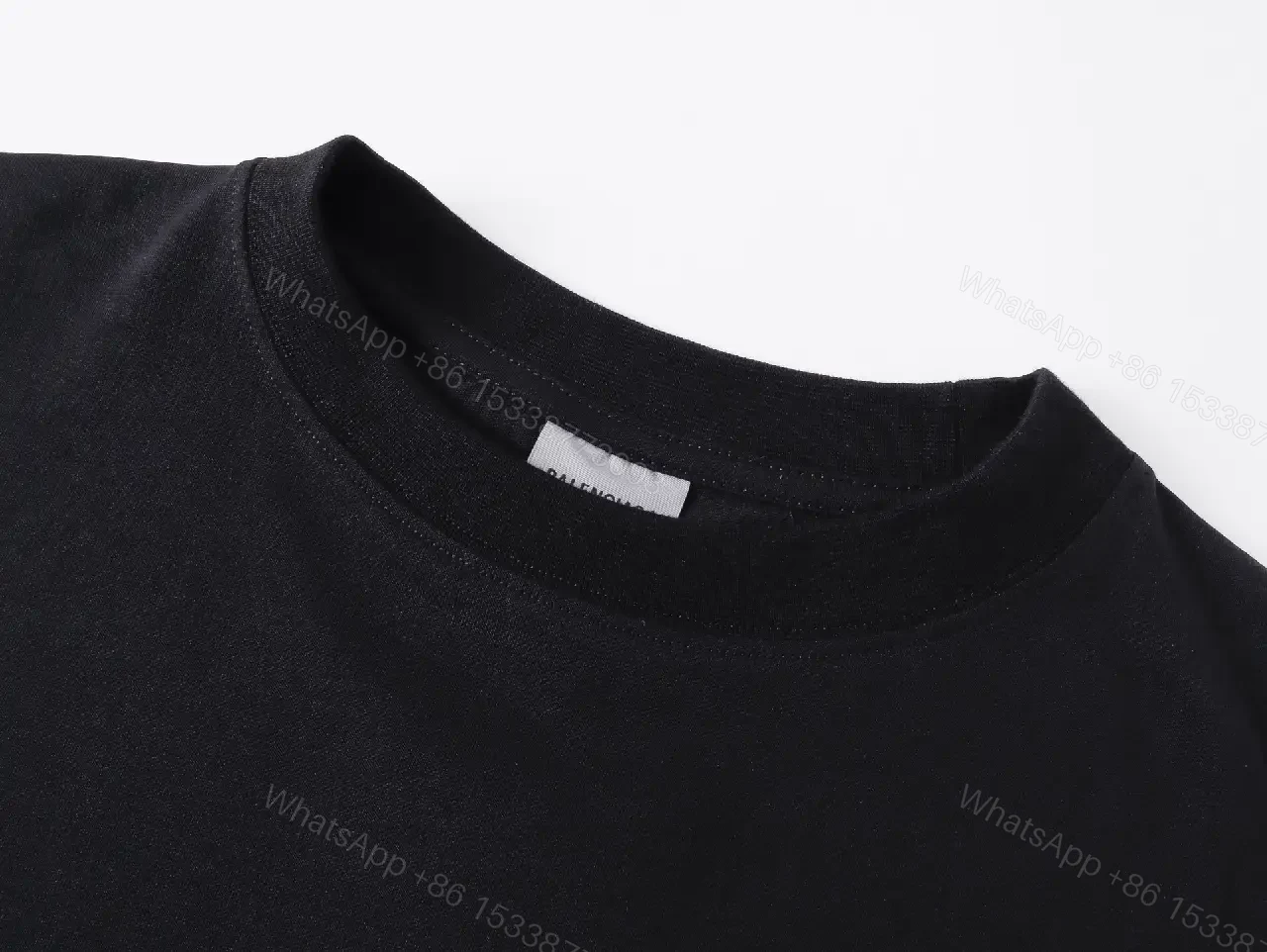 View 8 of Black Cotton Streetwear Graphic Tee with Balenciaga Paris Logo