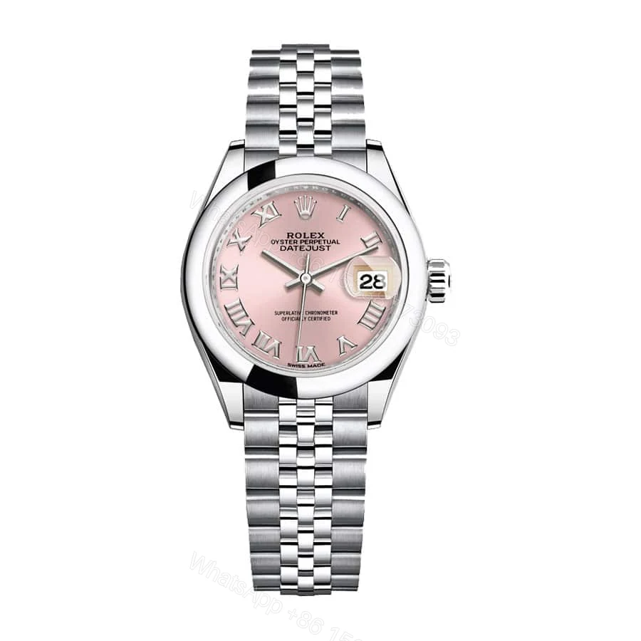 Rolex Lady-Datejust 279160 Super Clone : Steel Smooth Bezel Pink Dial 28mm — view 1