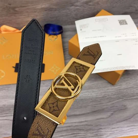 View 3 of LOUIS VUITTON MONOGRAM CEINTURE DAUPHINE TAN NOIR BELT – B151