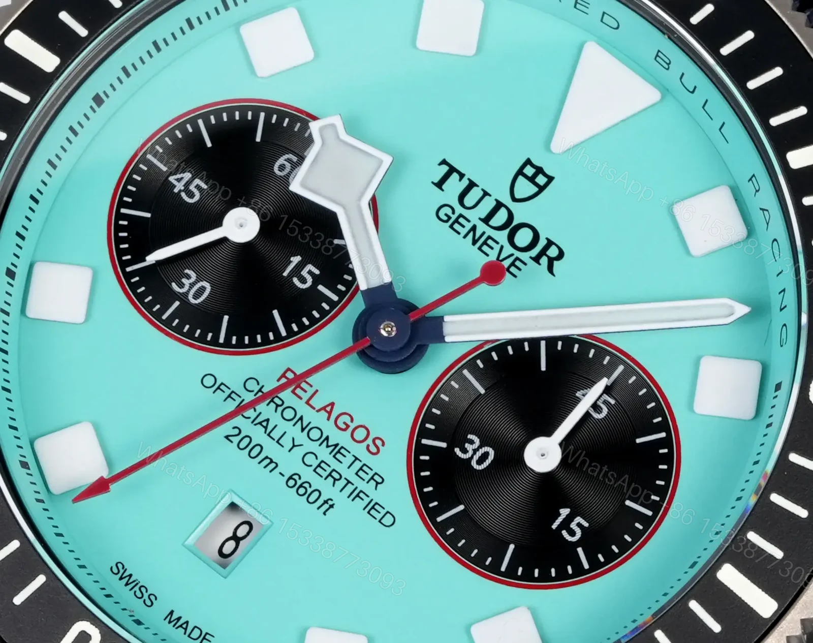View 5 of Tudor Pelagos Chronograph Turquoise Dial Navy Fabric Strap Premium 43MM M25807KN-0001