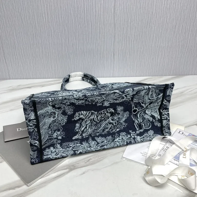 View 7 of Statement Toile Tote: Dior-Inspired Jacquard Tote Bag