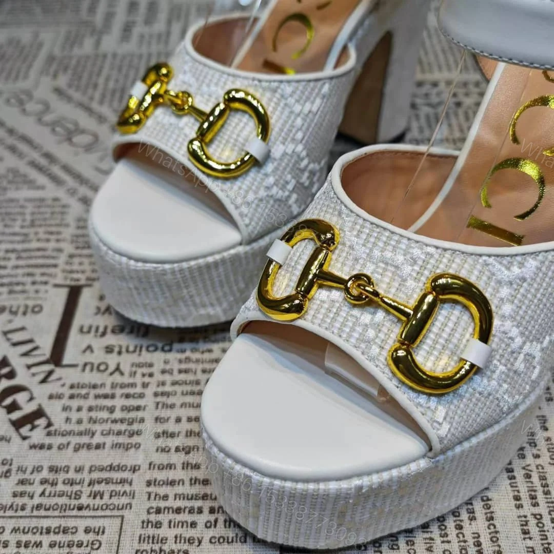 View 5 of GUCCI HORSEBIT PLATFORM SANDAL GG EMBELLISHED ‎WHITE