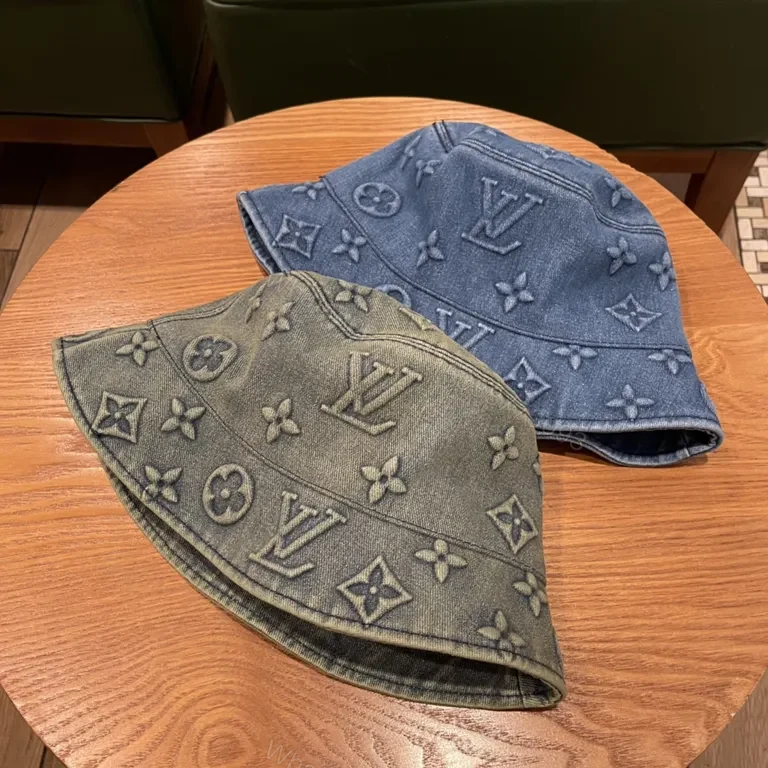 View 7 of Denim LV-Style Monogram Bucket Hat, Premium Streetwear