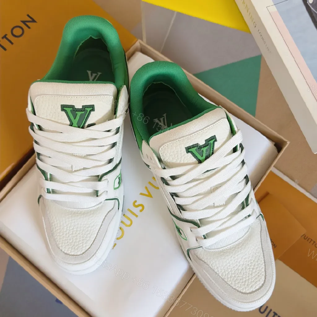 View 2 of Green Leather High-Top Sneakers with Luxury Styling