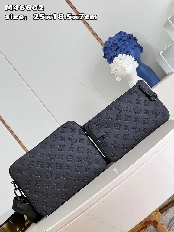 View 9 of Navy Calfskin Monogram Crossbody: Compact Luxury Carry