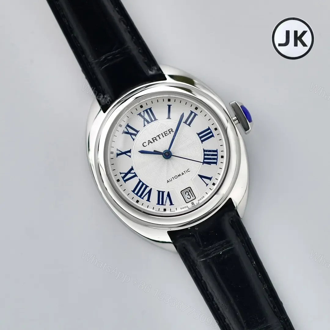 Cartier CLE DE Cartier Key 2022 Women’s Watch – Silver Case, Black Leather Strap, Blue Roman Numerals — view 4
