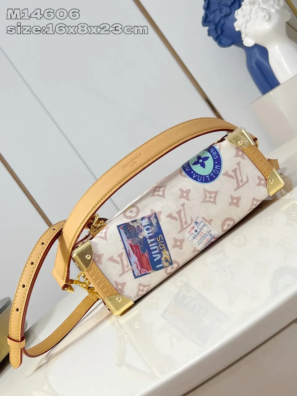 View 4 of Colorful Patchwork Canvas Handbag, Lux Durable Compact Crossbody Bag