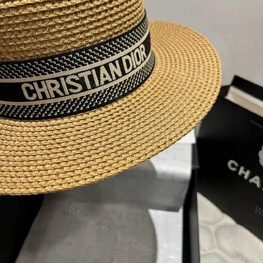 View 5 of Straw Hat with Bold Dior Band – Structured, Sun-Proof Chic