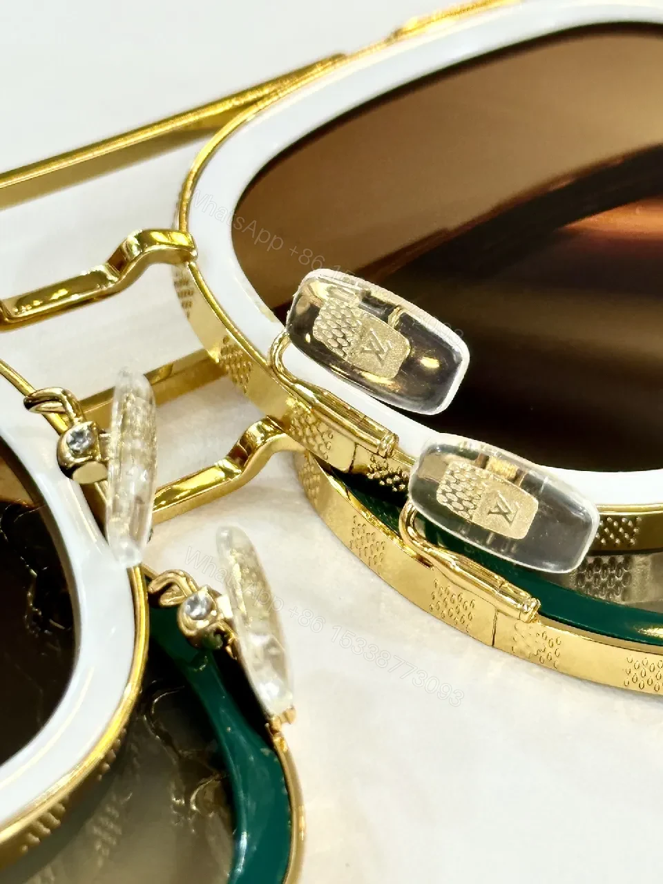 View 6 of Bold Texture Round Sunglasses: Sculpted Metal Frame, Blue Lensed
