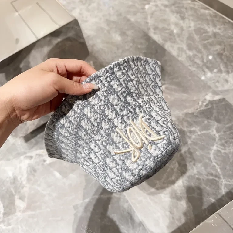View 6 of Dior-Patterned Denim Bucket Hat â€” Subtle Luxury Styling