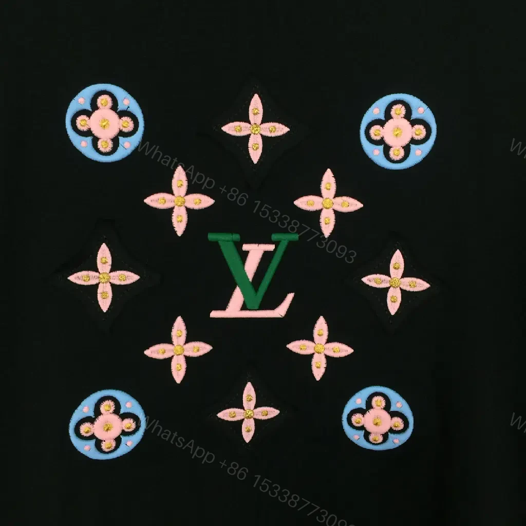 View 9 of Black Cotton Oversized Tee LV Monogram Floral T-Shirt