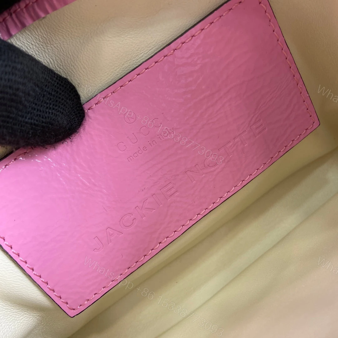View 6 of JACKIE NOTTE MINI BAG 19 IN PINK CRACKED LACQUER CALFSKIN GOLD HARDWARE