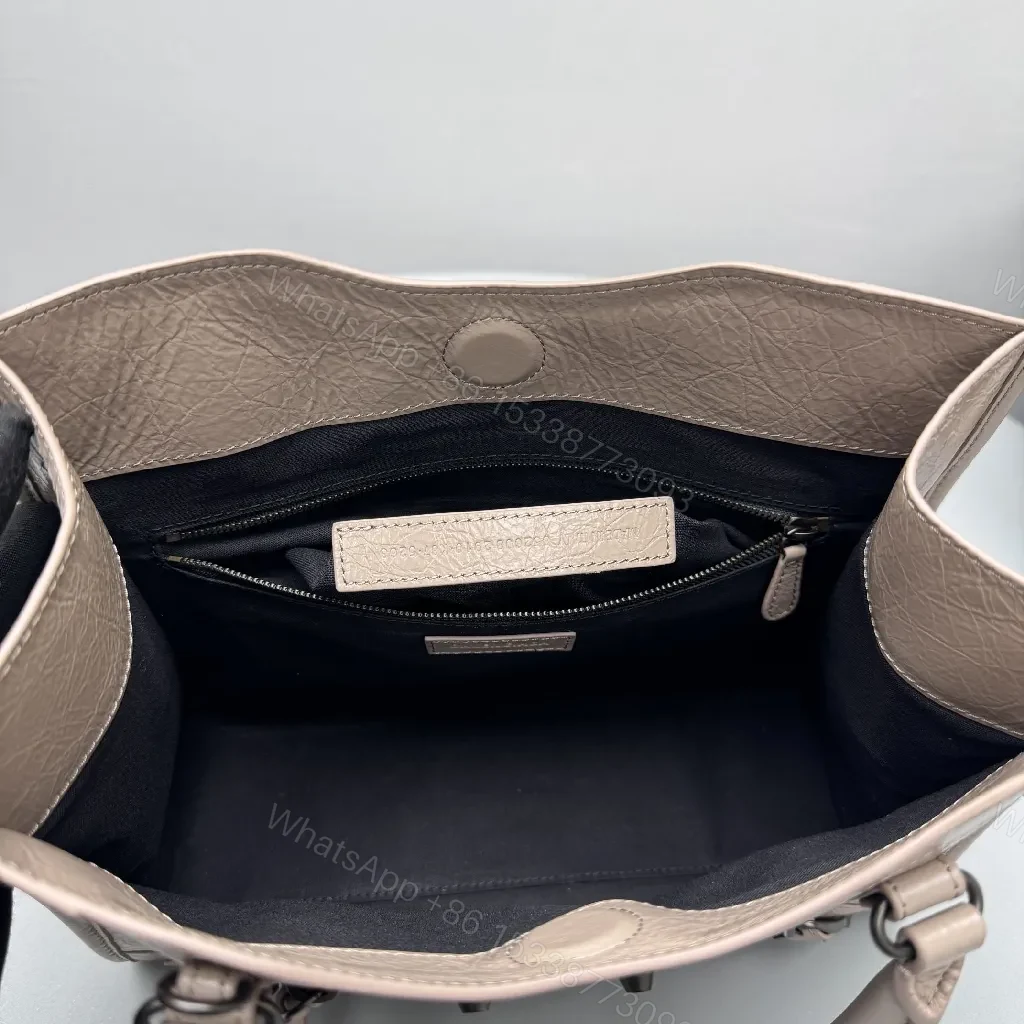 View 8 of Pebbled Leather Tote: City-Chic, Gunmetal Hardware, Crossbody-ready