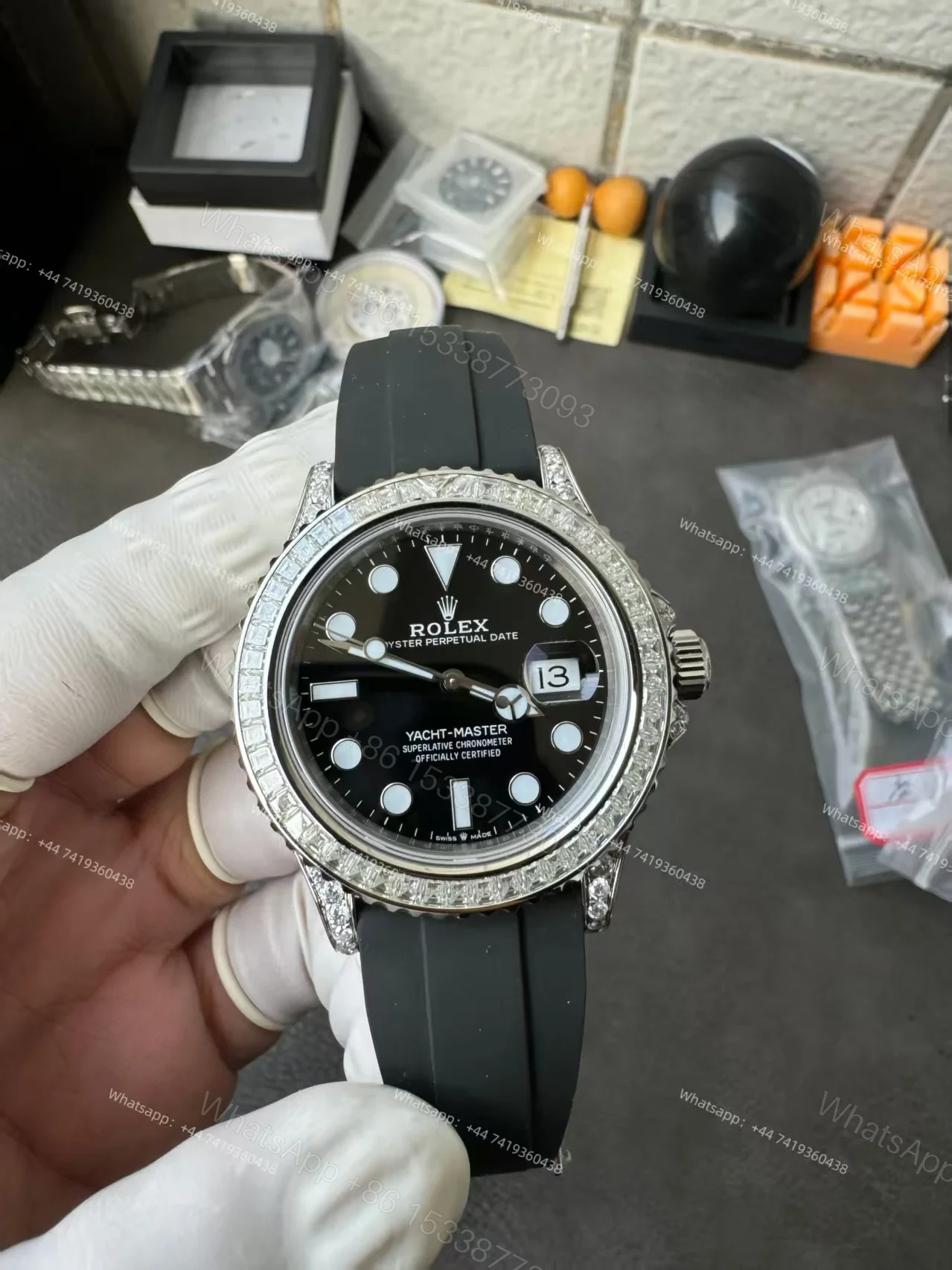View 17 of Rolex Yacht-Master 226679TBR 1:1 Replica 42MM Moissanite Diamond Lugs and Dial 3235 Movement Super Clone Watch