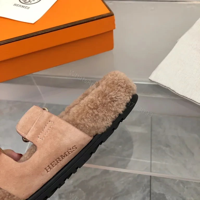 View 4 of Soft-Luxe Shearling Slides with Signature Straps - Luxury Comfort Slides