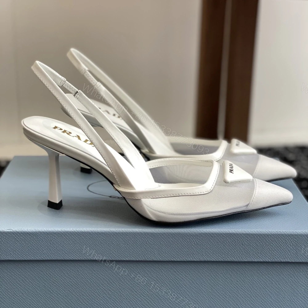 View 2 of 高仿Prada*1I891B尖頭露跟高踭鞋7.5CM白色免檢版