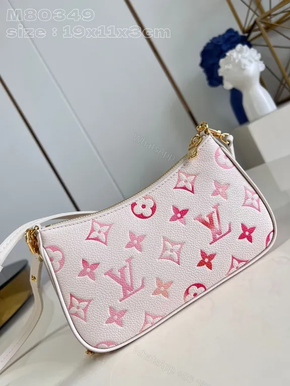 View 8 of Pastel LV-Inspired Leather-Textured Handbag