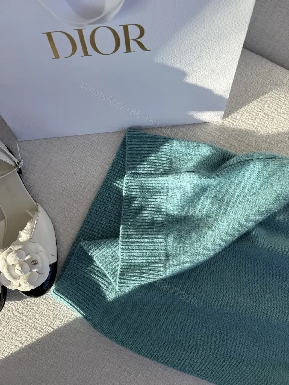 View 9 of Turquoise Knit Dress-Top with Designer-Inspired Stripe