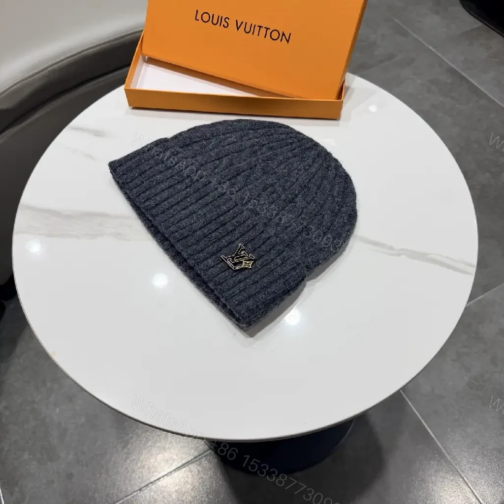 View 6 of Charcoal Wool Knit Beanie, Luxe-Style, Signature Pin