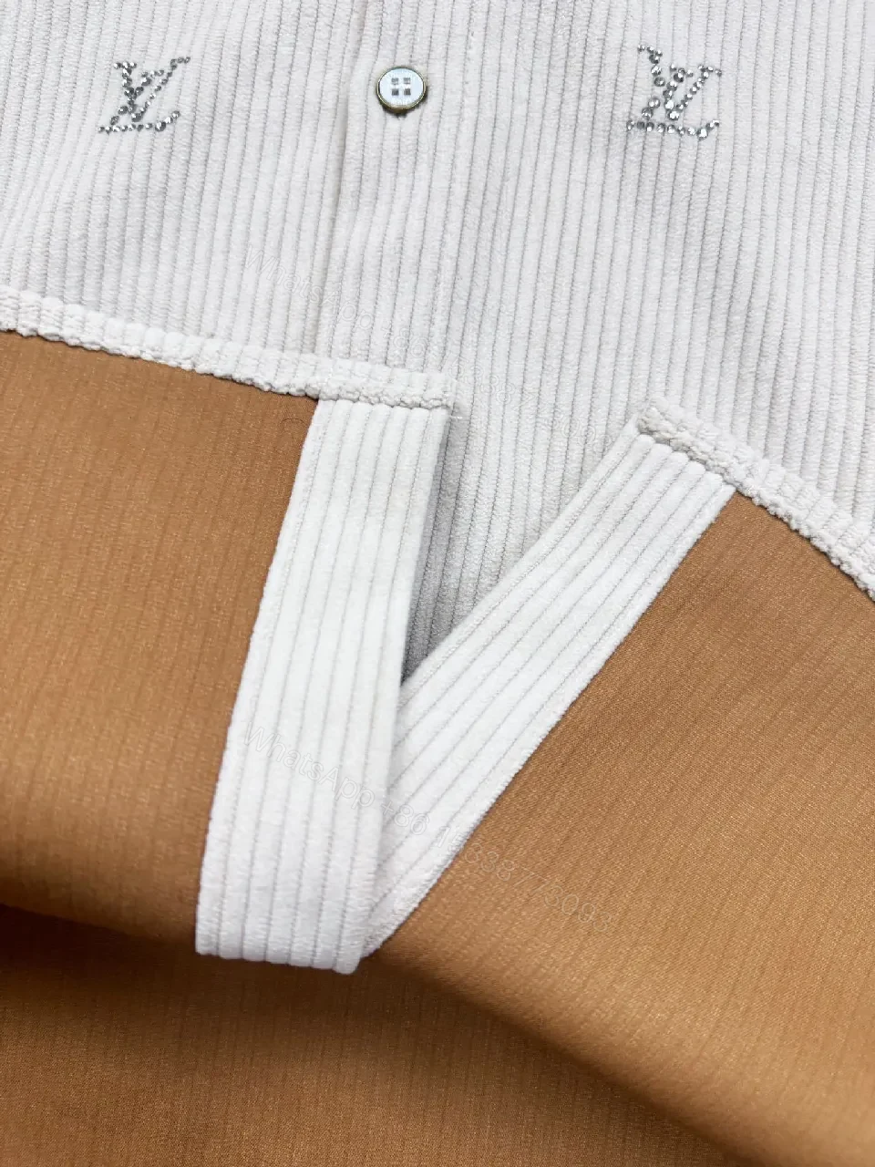 View 7 of Textured Corduroy Shirt — Subtle Monogram Luxury Shirt