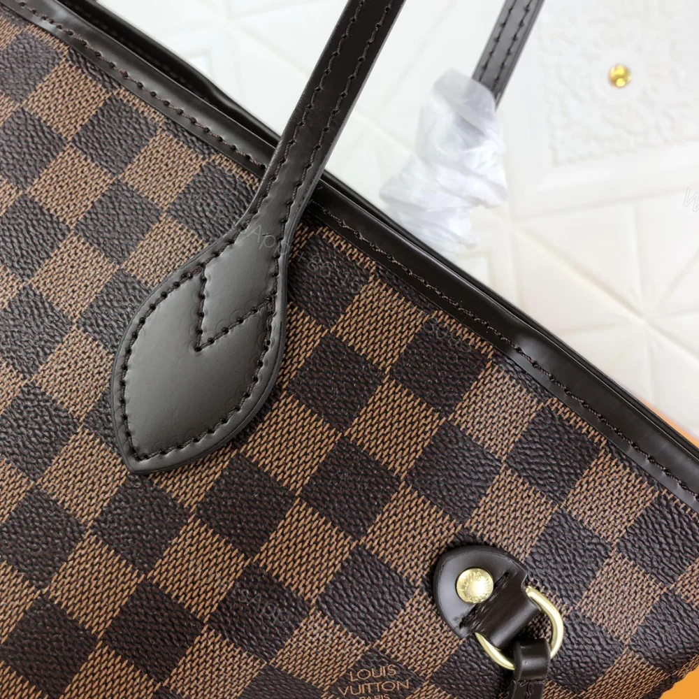 View 5 of Louis Vuitton Damier Ebene Neverfull MM Brown And Light Pink 32Cm N41603