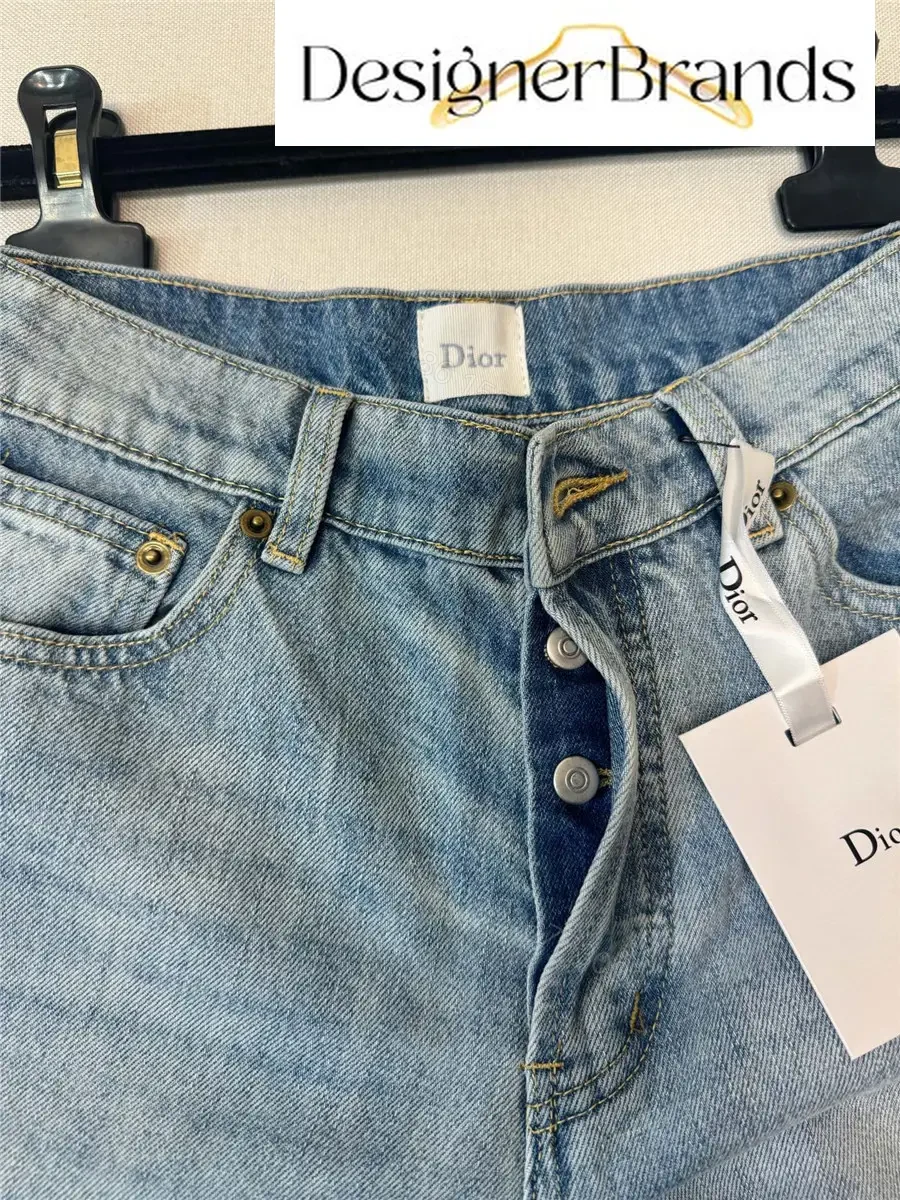View 5 of Dior Light Blue Wide-Leg Embroidered Jeans