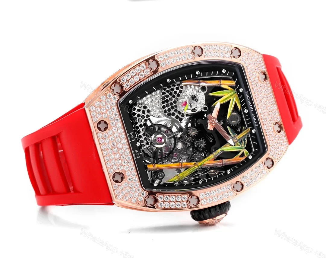 View 4 of Richard Mille RM26-01 Panda Tourbillon Watch Diamond Set 18K White Gold Panda Bamboo Art Dial Mechanical Luxury Edition RM26-01-PND-WGA