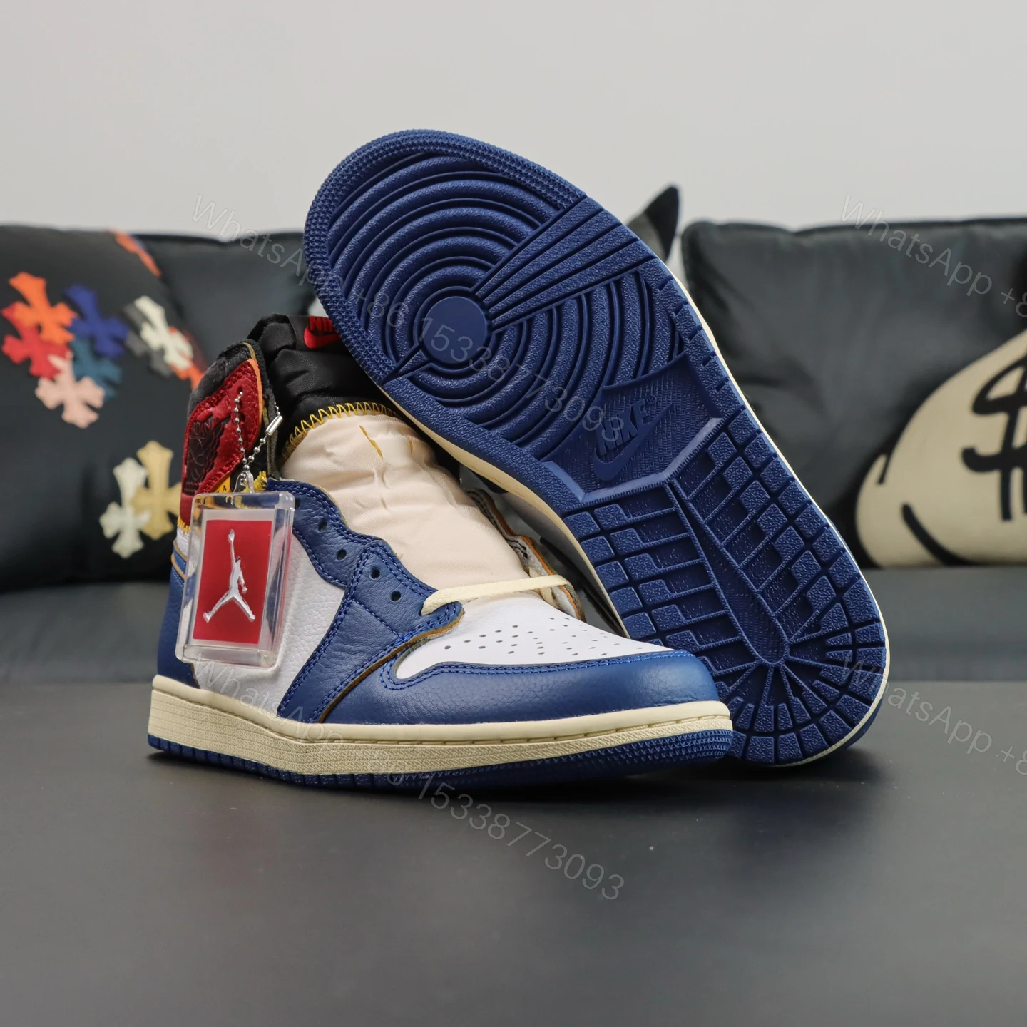View 3 of Jordan 1 Retro High Union Los Angeles Storm Blue Reps