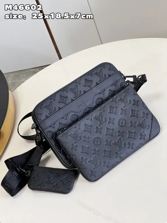 View 4 of Navy Calfskin Monogram Crossbody: Compact Luxury Carry