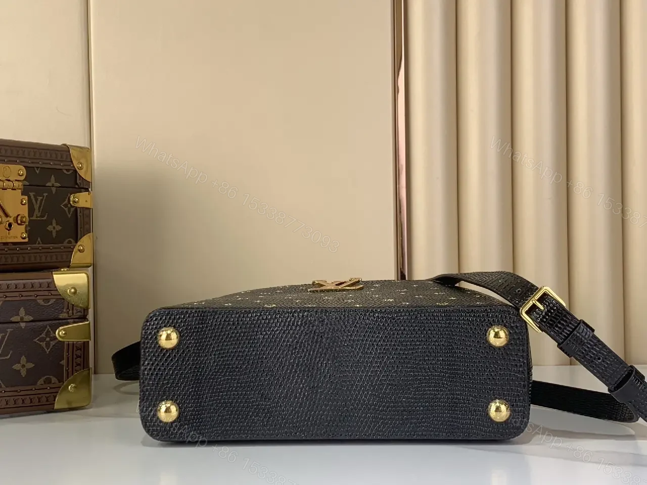 View 2 of Pebble-Grain Starry Handbag: Compact Luxe Crossbody Bag
