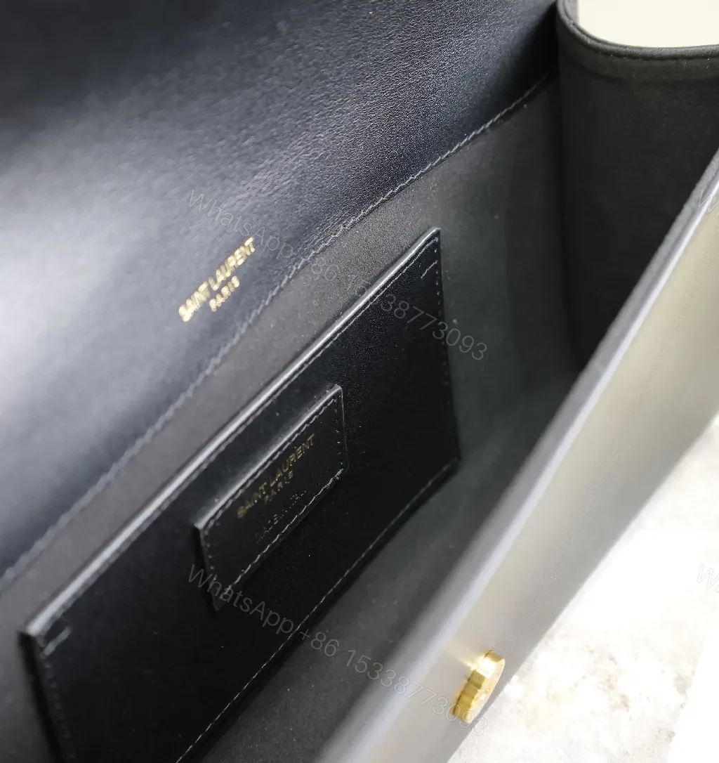 View 7 of Elegant Leather Clutch: Black, Gold Hardware, Minimalist Luxe