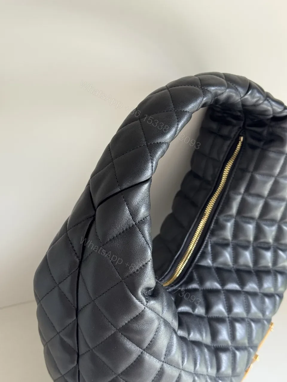 View 4 of Quilted Black Faux Leather Hobo Bag: Luxury, Comfort, Modern Style