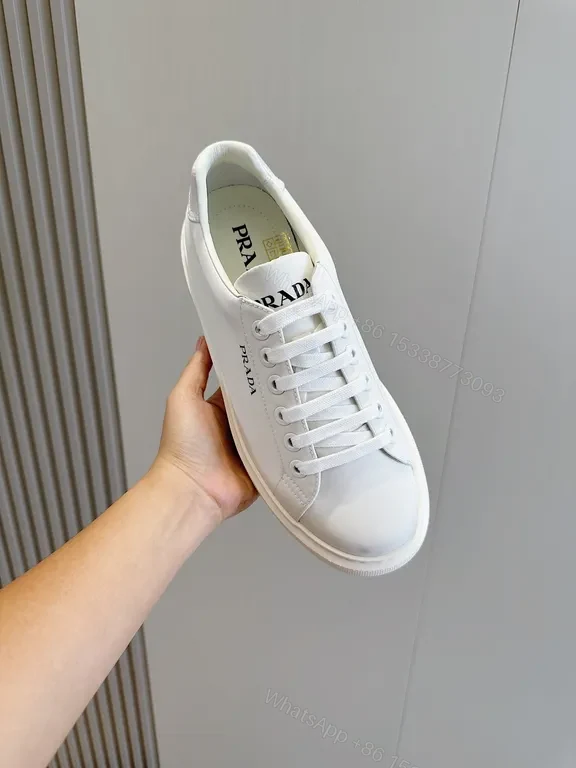 View 4 of Minimalist White Platform Sneaker - Leather, Prada-Inspired Luxury