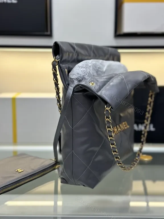 View 4 of Graphite Quilted Tote: Chanel-Inspired Luxury Everyday Bag