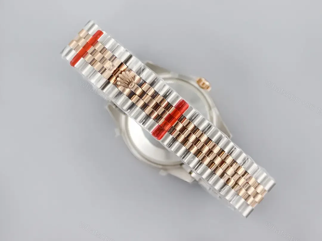 View 9 of Rolex Datejust 31 Rolesor Everose Fluted Jubilee White Roman Dial 178271-0067