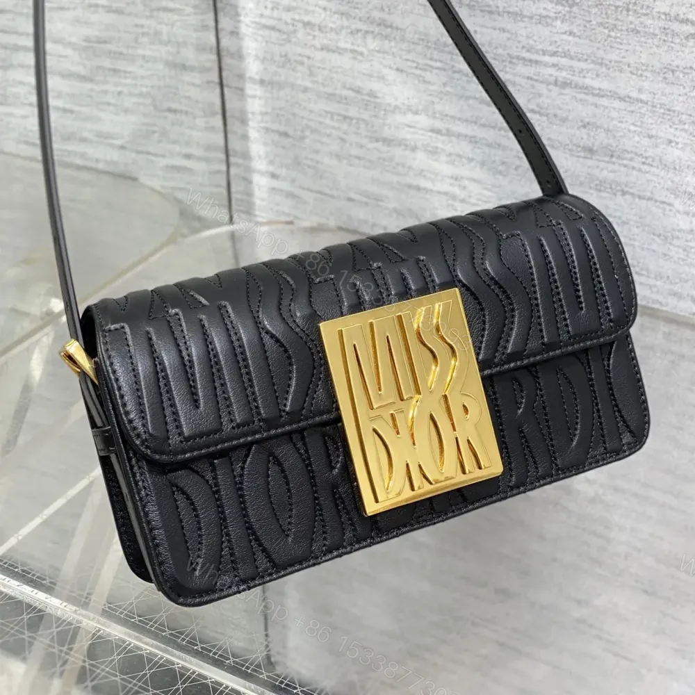 View 2 of 高仿Dior*Miss系列M261M900衍縫線小牛皮腋下包黑色免檢版