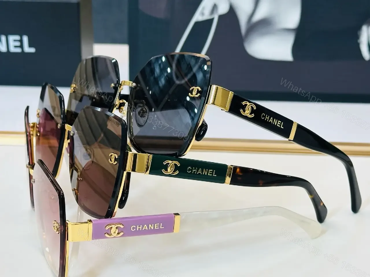 View 7 of Gray-Tone Metal & Acetate Sunglasses: Bold Geometry Lux