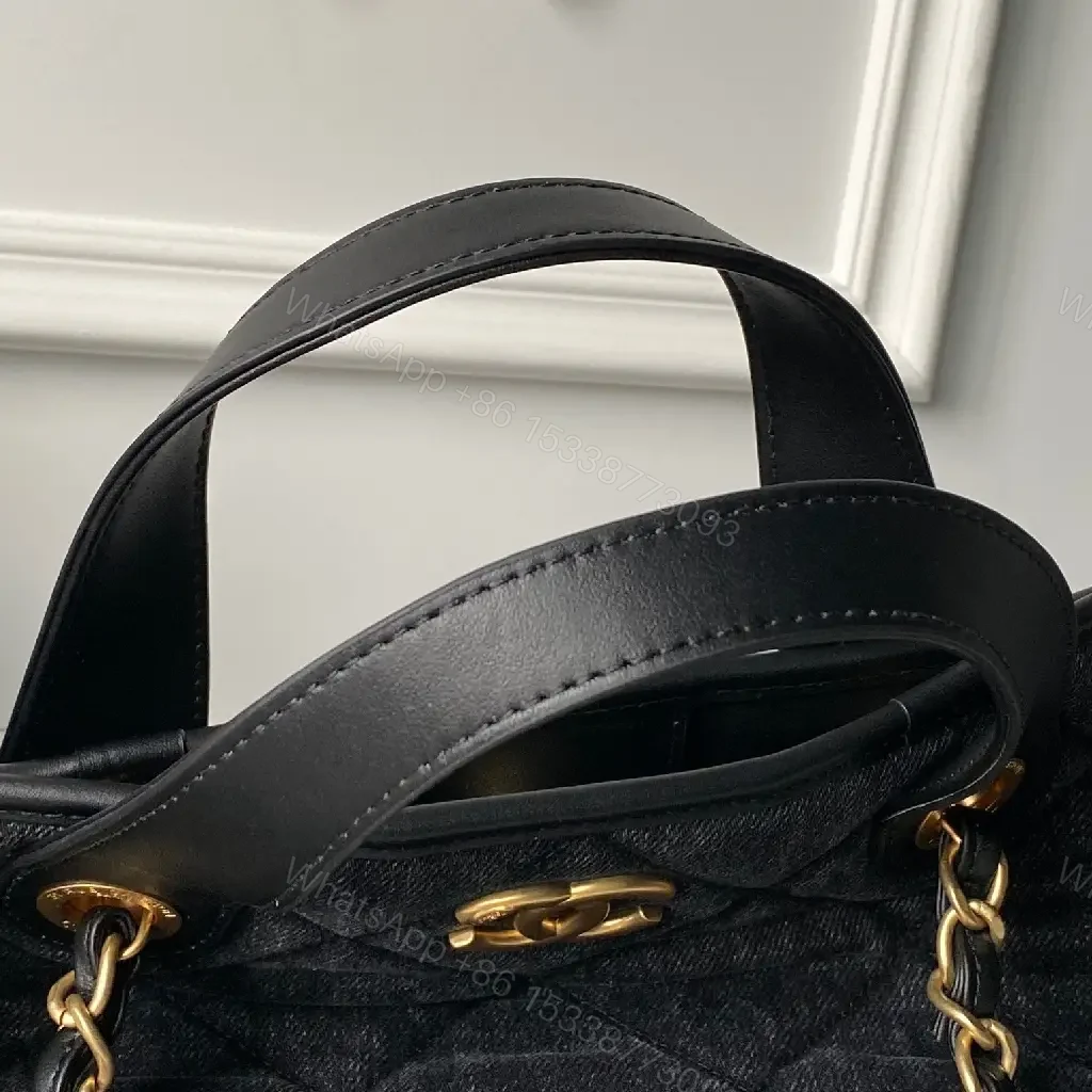 View 9 of Charcoal Quilted Tote: Gold Hardware, Versatile Chic