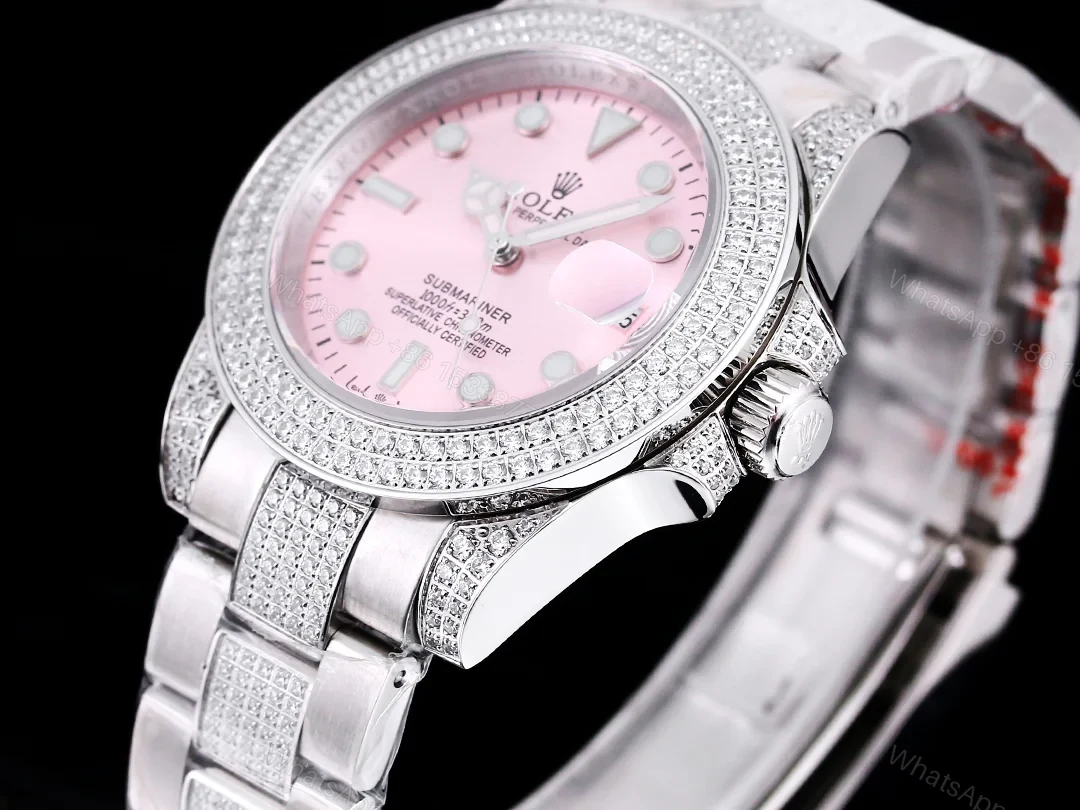 View 7 of Rolex Full Iced Diamond Dial Three-Link Bracelet Luxury Watch 42mm Ultimate Edition RG-ROLEX-FULL-ICED-DIAMOND-42