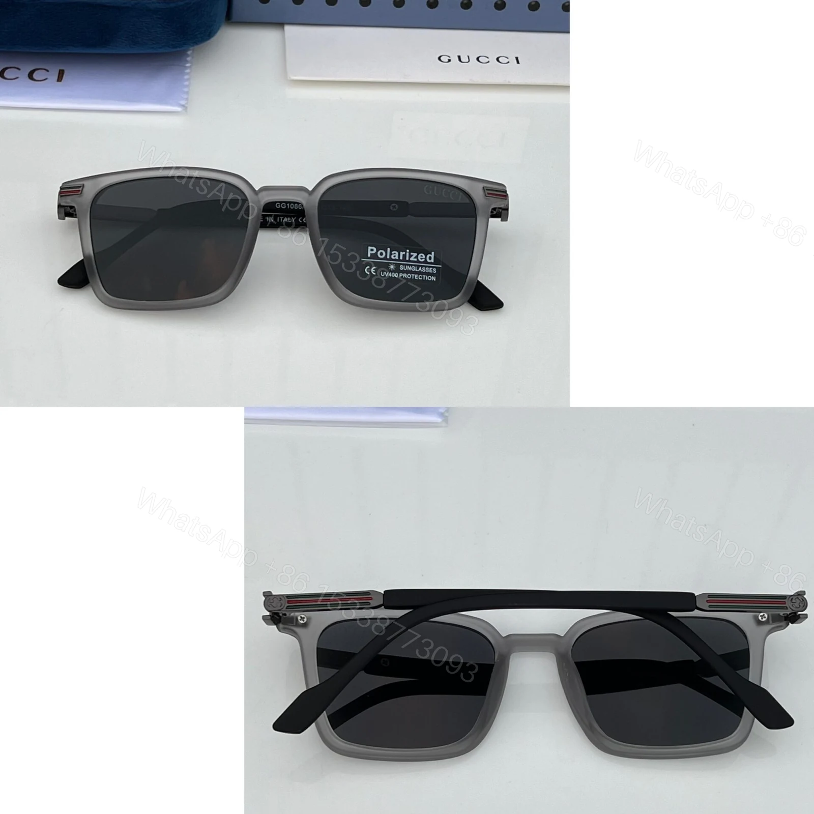 View 5 of Gucci Square Sunglasses Gray Polarized