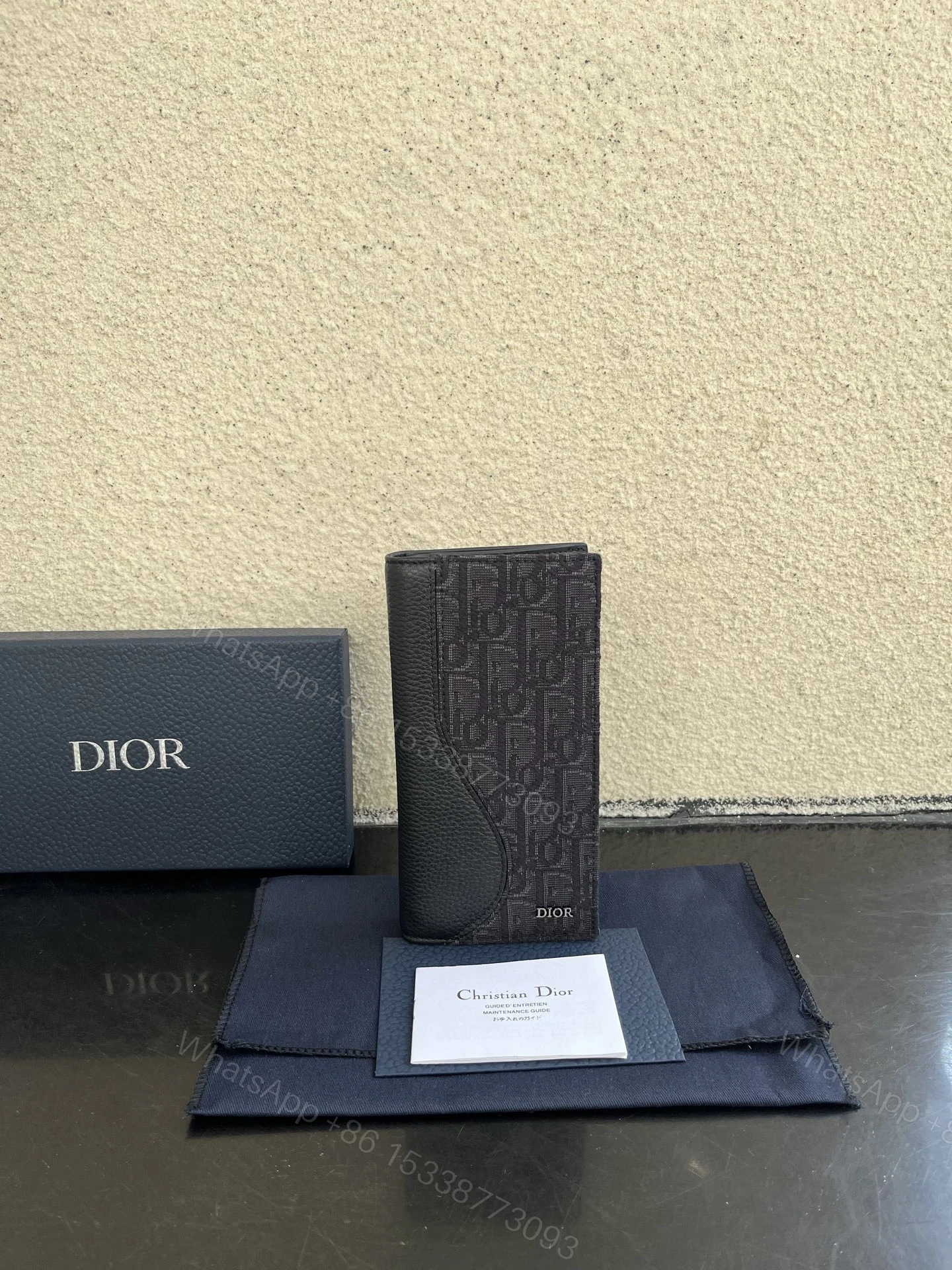Dior A貨長夾 男士老花拼皮革設計 拉鍊經典風格 — view 1