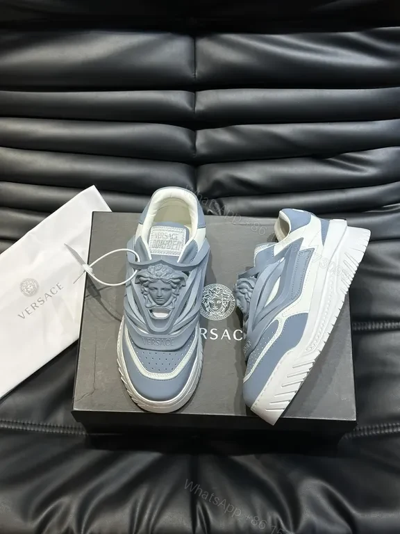 View 4 of Blue-Gray Soft-Blend Sneakers: Luxe Streetwear Comfort