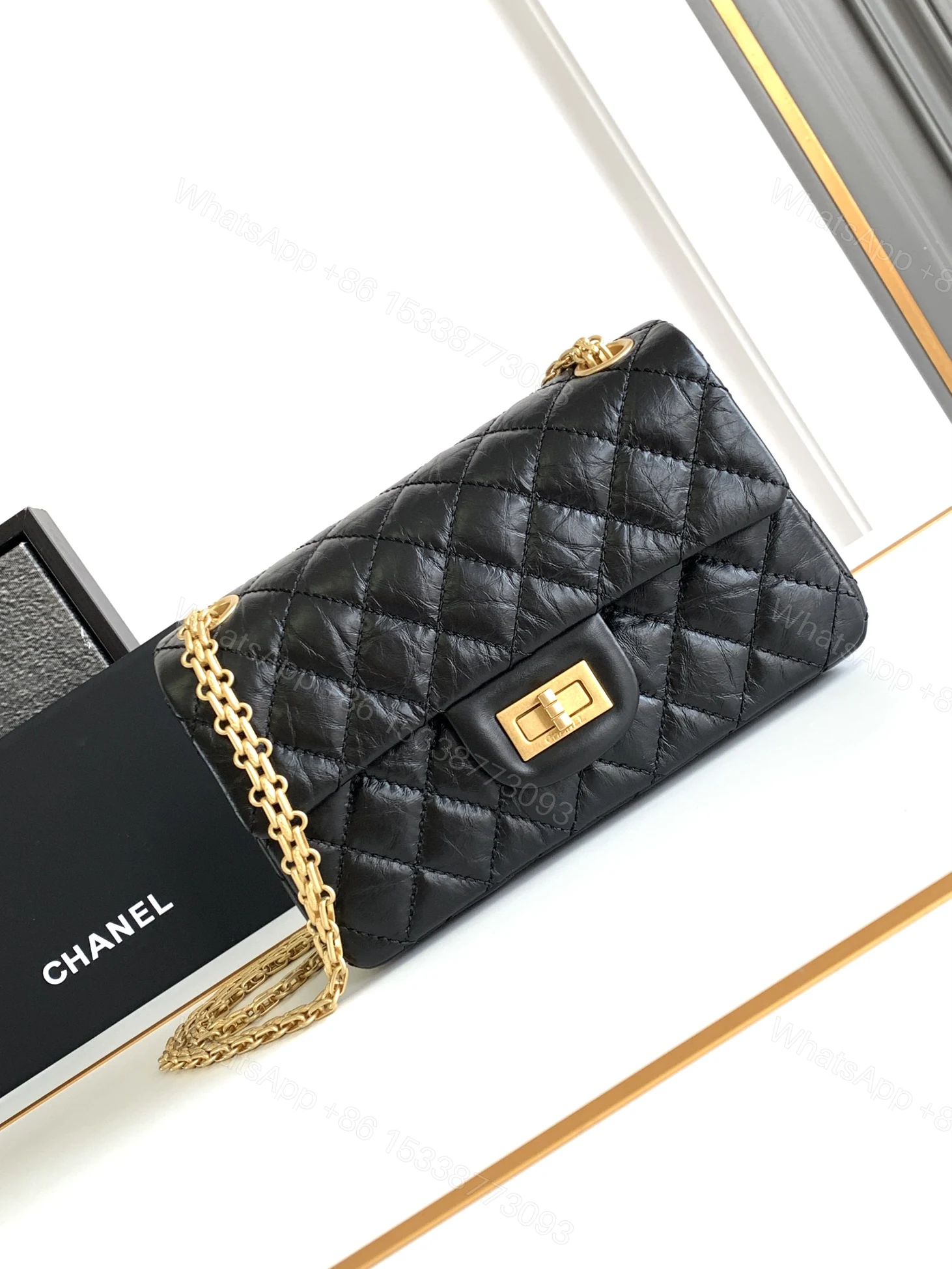 CHANEL 原單 2.55 黑色金扣菱格鏈條包 經典復古精品肩背包 — view 1