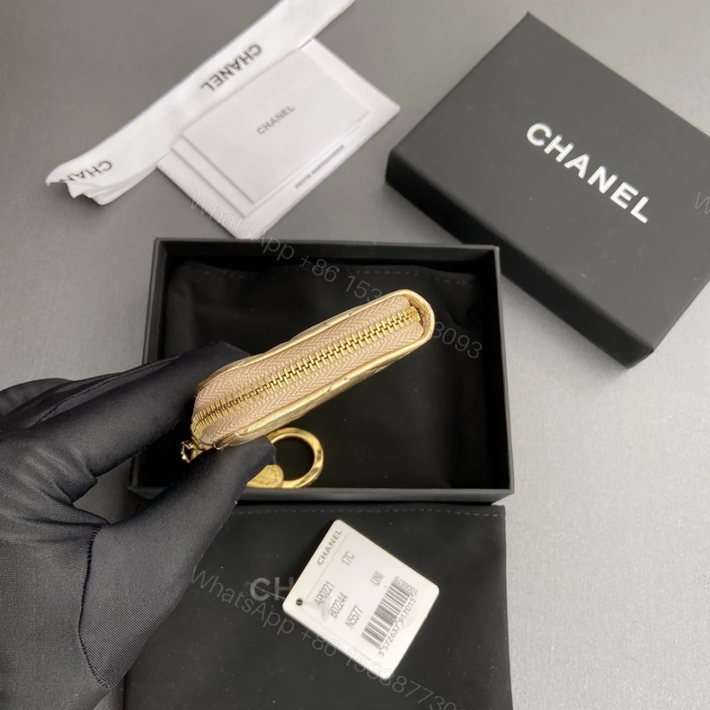 View 7 of 高仿Chanel*AP0224零錢包金色小羊皮金扣免檢版