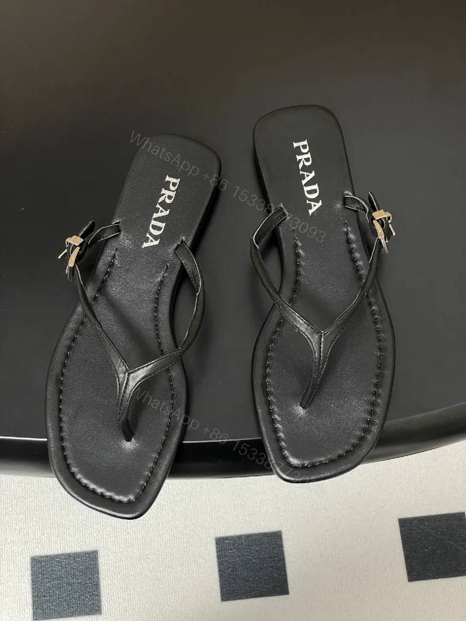 View 7 of Black Leather Minimalist Mules with Subtle Logo Accent, All-Day Comfort