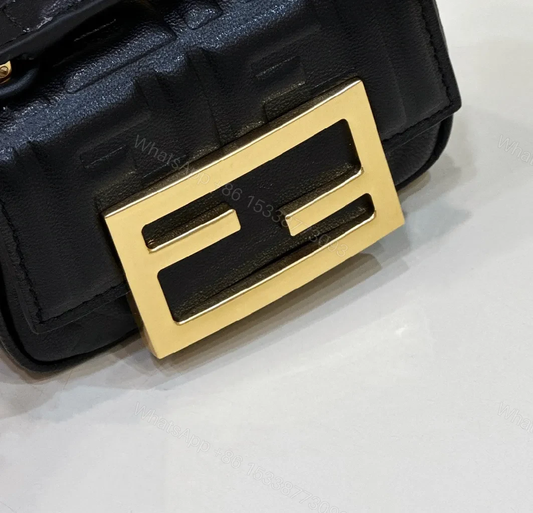 View 7 of Compact Leather Crossbody: Textured Luxury with Gold Chain Strap